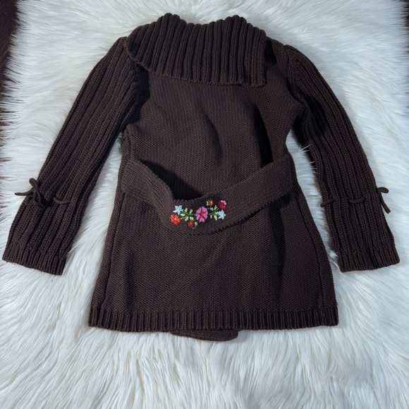 The Eagle's Eye Brown Knit Floral Embroidered Cardigan Sweater Size 5T - Picture 2 of 6